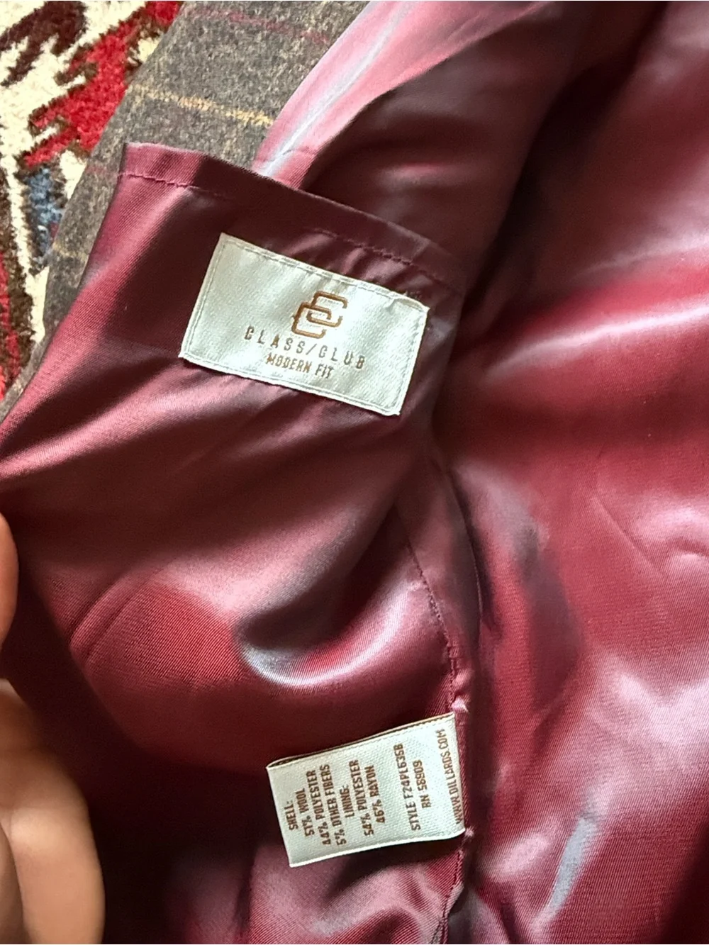 Kids Wool Blend Windowpane Sport Coat - Brown, size 18/20.